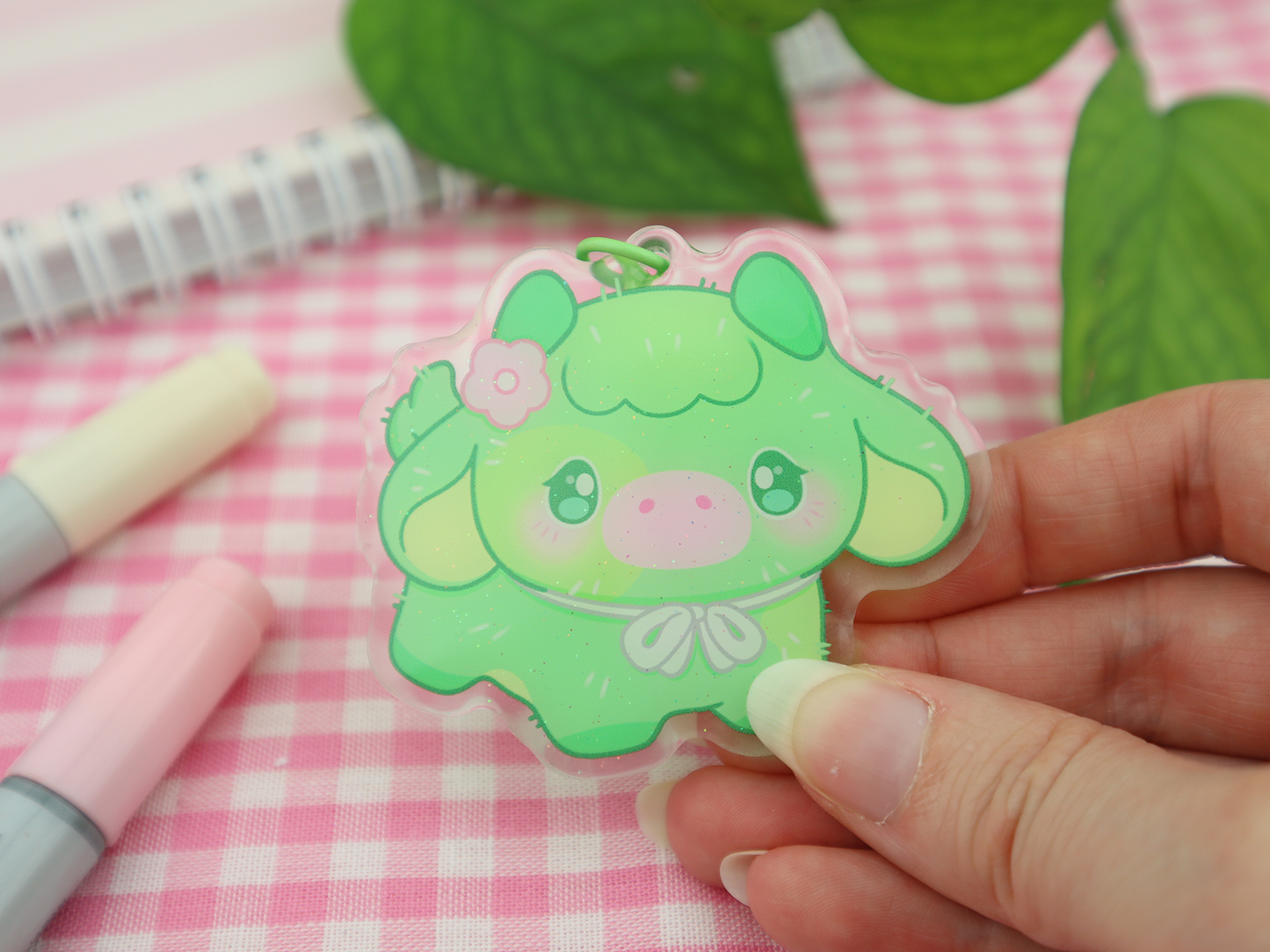 Kawaii cow glitter keychains series 2