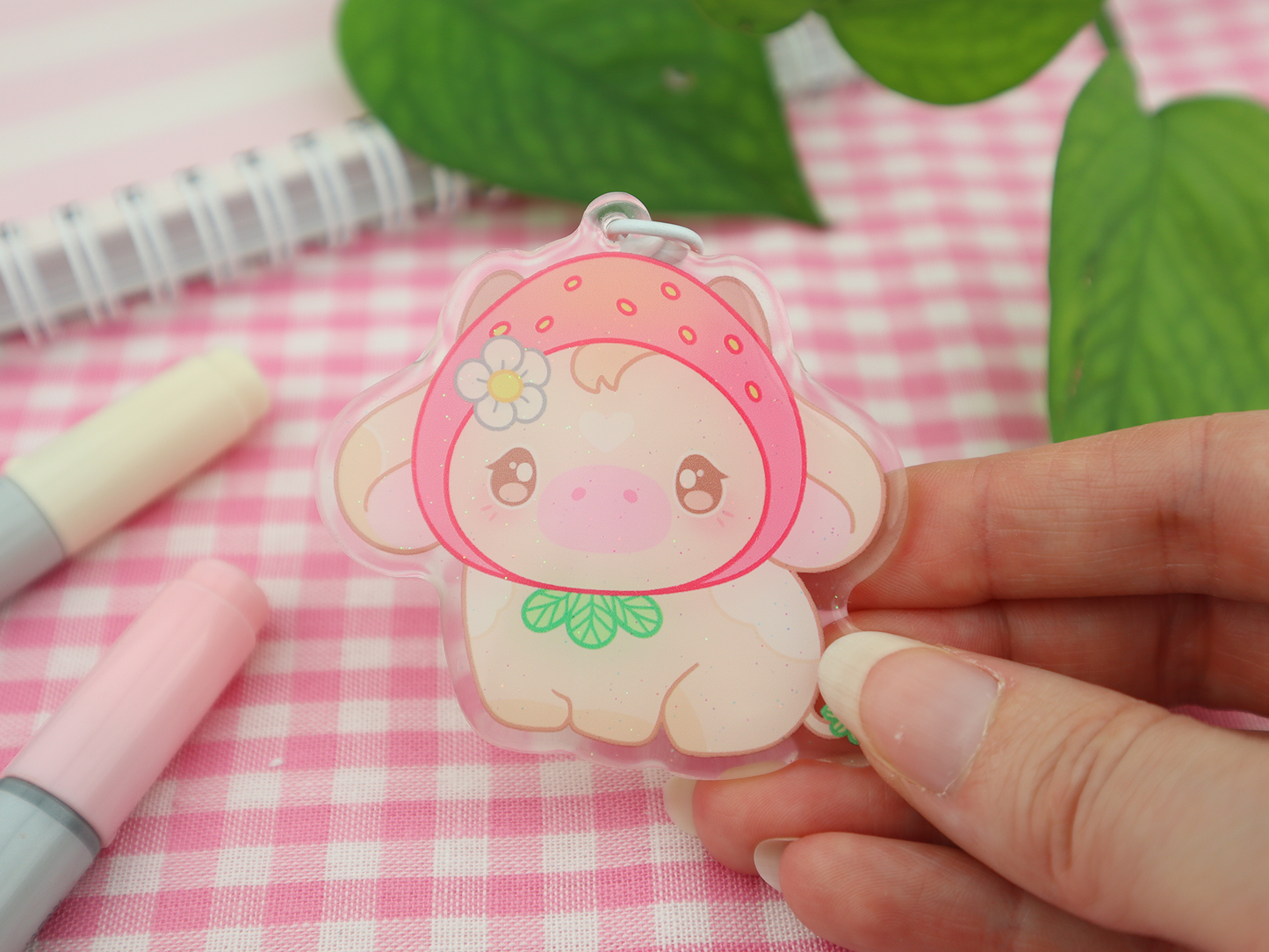 Kawaii cow glitter keychains series 2