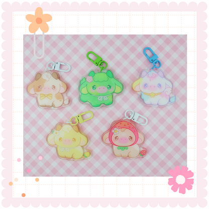 Kawaii cow glitter keychains series 2